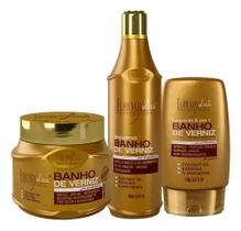 Kit Banho De Verniz Forever Liss Shampoo, Leave-in, Máscara