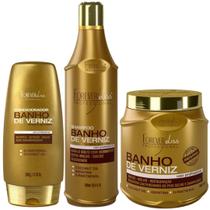 Kit Banho de Verniz Shampoo 500ml, Condicionador 200g e Máscara 1Kg Forever Liss