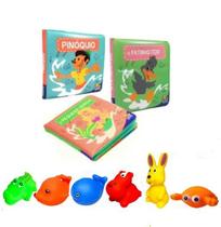 Kit Banho Divertido - 3 Livrinhos Contos Clássicos + Bichinhos para banho (variados)