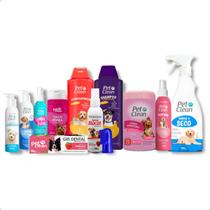 Kit Banho e Higiene Completo Para Cachorro Cães e Gatos Pet Clean 12 itens