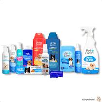 Kit Banho e Higiene Completo Para Cachorro Cães e Gatos Pet Clean 12 itens