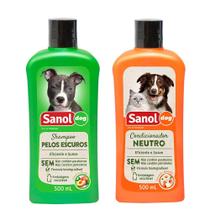 Kit banho em cães pelo escuros: Shampoo pelos escuros e Condicionador Neutro Sanol Kit banho em cães pelo escuros: Shampoo pelos escuros e Condicionador Neutro Sanol