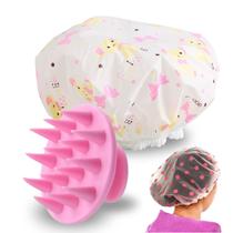 Kit Banho Higiênico Touca Plastica e Escova Massageadora - kit cabelo