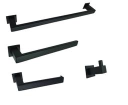 Kit Banho Jacaraipe Preto Porta Tolhas Papel e Cab 4 Pç Inox