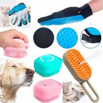 Kit Banho Lava Pet Escova Vapor Luva Tira Pelos Esponja Dispenser de Shampoo 3 em 1