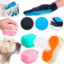 Kit Banho Lava Pet Escova Vapor Luva Tira Pelos Esponja Dispenser de Shampoo 3 em 1