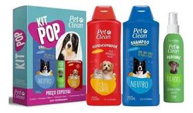 Kit Banho Pet Clean Cães e Gatos 3 Itens