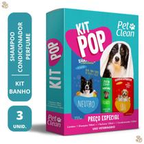 Kit Banho Pop Shampoo, Condicionador e Perfume para Cachorro e Gato Pet Clean