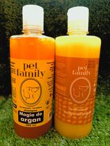 Kit Banho Pra Pet Cão e Gato Magia do Argan - Shampoo e Creme Condicionador Pet Family 500 ml