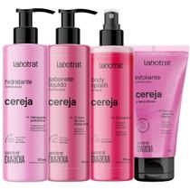 Kit Banho Premium Labotrat Cereja Completo 4 Produtos C/ Body Splash Cheiro De Fruta Corpo E Rosto