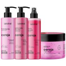 Kit Banho Premium Labotrat Cereja Completo 4 Produtos C/ Body Splash Corpo E Rosto Cheiro De Fruta