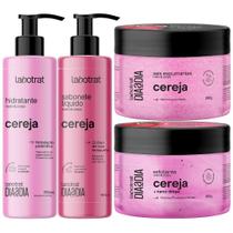 Kit Banho Premium Labotrat Cereja Completo 4 Produtos C/ Sais Cheiro De Fruta Corpo E Rosto