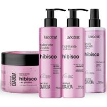 Kit Banho Premium Labotrat Hibisco Completo 4 Produtos C/ Body Splash Corpo E Rosto Cheiro De Fruta