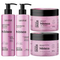 Kit Banho Premium Labotrat Hibisco Completo 4 Produtos C/ Sais Cheiro De Fruta Corpo E Rosto