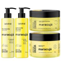 Kit Banho Premium Labotrat Maracuja Completo 4 Produtos C/ Sais Cheiro De Fruta Corpo E Rosto