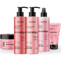 Kit Banho Premium Labotrat Morango Completo 5 Produtos Corpo E Rosto Cheiro De Fruta Esfoliante