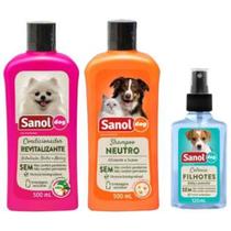 Kit Banho Sanol Cães E Gatos Shampoo, Cond, Colônia Suave
