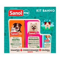 Kit banho - Shampoo Colônia e Condicionador Sanol Dog 500 ml