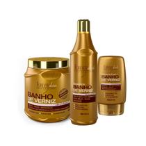 Kit Banho Verniz Forever Liss Shampoo, Leave, Másc. 1650ml - Forever Liss Profissional Kit Banho Verniz Forever Liss Shampoo, Leave, Másc. 1650ml - Forever Liss Profissional