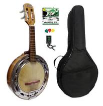 Kit Banjo Alto Elétrico Natural Verniz Toks110 + Capa, Afin