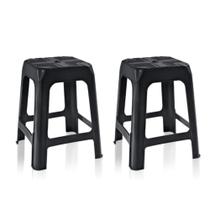 Kit Banqueta Plastica Preto Banco Banquinho Cadeira Jardim Praia Apoio 70kg