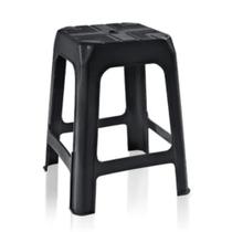Kit Banqueta Plastica Preto Banco Banquinho Cadeira Jardim Praia Apoio 70kg