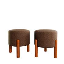 Kit Banqueta Puff Multiuso Redondo pés em madeira Banquinho decorativo Kit Banqueta Puff Multiuso Redondo pés em madeira Banquinho decorativo