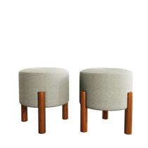 Kit Banquinho decorativo Multiuso Banqueta Redondo Puff pés em madeira Kit Banquinho decorativo Multiuso Banqueta Redondo Puff pés em madeira