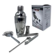 Kit Bar 5Pçs Coqueteleira Profissional Aço Inox 550Ml