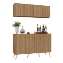 Kit Bar Armário Aéreo Aparador 4 Portas Mp1086 Rustic/branco Kit Bar Armário Aéreo Aparador 4 Portas Mp1086 Rustic/branco