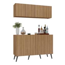 Kit Bar Armário Aéreo Aparador 4 Portas Mp1086 Rustic/preto Kit Bar Armário Aéreo Aparador 4 Portas Mp1086 Rustic/preto