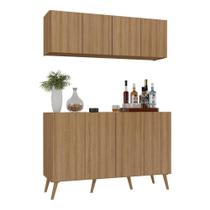 Kit Bar Armário Aéreo Aparador 4 Portas Retrô Mp1086 Rustic/natural Kit Bar Armário Aéreo Aparador 4 Portas Retrô Mp1086 Rustic/natural