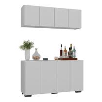 Kit Bar Armário Aéreo E Aparador 4 Portas Multimóveis Mp1087 Branco/preto Branco/preto Kit Bar Armário Aéreo E Aparador 4 Portas Multimóveis Mp1087 Branco/preto Branco/preto
