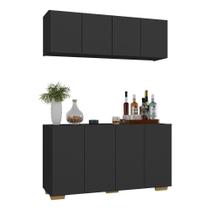 Kit Bar Armário Aéreo E Aparador 4 Portas Multimóveis Mp1087 Preto/natural Preto/natural Kit Bar Armário Aéreo E Aparador 4 Portas Multimóveis Mp1087 Preto/natural Preto/natural