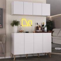 Kit Bar Armário Aéreo e Aparador 4 Portas Retrô Multimóveis MP1086