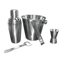 Kit Bar Coqueteleira + Balde de Gelo + Dosador duplo + Pegador + Abridor