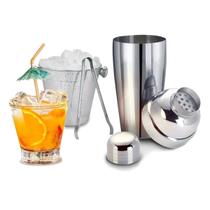 Kit Bar Coqueteleira Inox Balde Pegador Drinks Cozinha Gelo