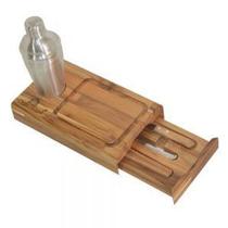 Kit bar coqueteleira madeira teca - oestwood