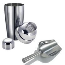 Kit Bar Inox 2 Un Coqueteleira + Pá Pegador Gelo Coquetéis