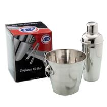 Kit bar inox 3 pçs balde 1l pegador coqueteleira 500 ml Kit bar inox 3 pçs balde 1l pegador coqueteleira 500 ml