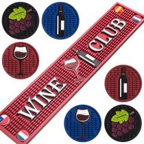 Kit Bar Mat Clube Do Vinho + 6 Cup Mats Presente Adega