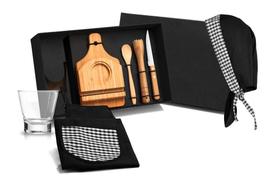 Kit Bar Para Caipirinha Welf Em Bambu Com Avental E Bandana 08 Peças