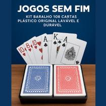 Kit Baralho 108 Cartas Plástico Original Lavável e Durável para Jogos Sem Fim