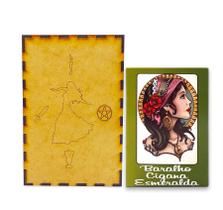 Kit Baralho Cigano Esmeralda com Porta Taro Madeira Clássico Kit Baralho Cigano Esmeralda com Porta Taro Madeira Clássico