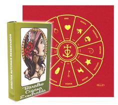 Kit Baralho Cigano Esmeralda e Toalha Tarô Vermelha Brilho Kit Baralho Cigano Esmeralda e Toalha Tarô Vermelha Brilho