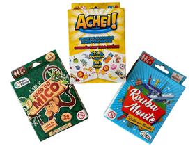 Kit Baralho Rouba Monte + Jogo do Mico/Memória + Jogo Achei
