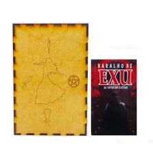 Kit Baralho Taro conselhos do Exu e Porta Tarô Caixa Madeira