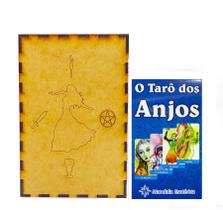 Kit Baralho Tarô dos Anjos e Porta Tarô Caixa Madeira