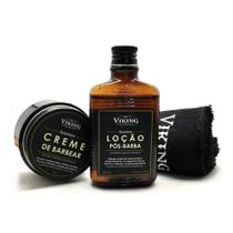 Kit Barba - Creme De Barbear + Loção Pós + Toalha Viking