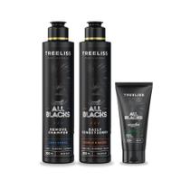 Kit Barba e Cabelo masculino All Blacks 3 itens Treeliss